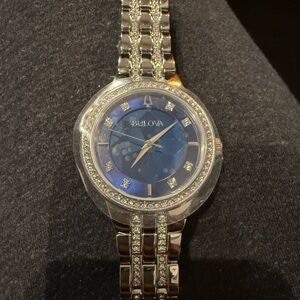 Bulova Silver Watch with Engraved Back